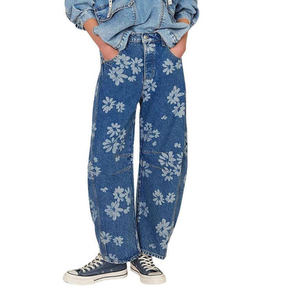 Floral Y2K Wide-Leg Jeans