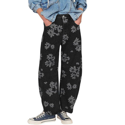 Floral Y2K Wide-Leg Jeans
