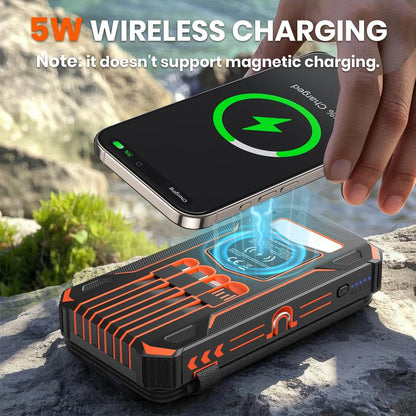 Lonovos 48000mAh Solar Power Bank – 15W Fast Charge, 4 Cables, 7 Outputs