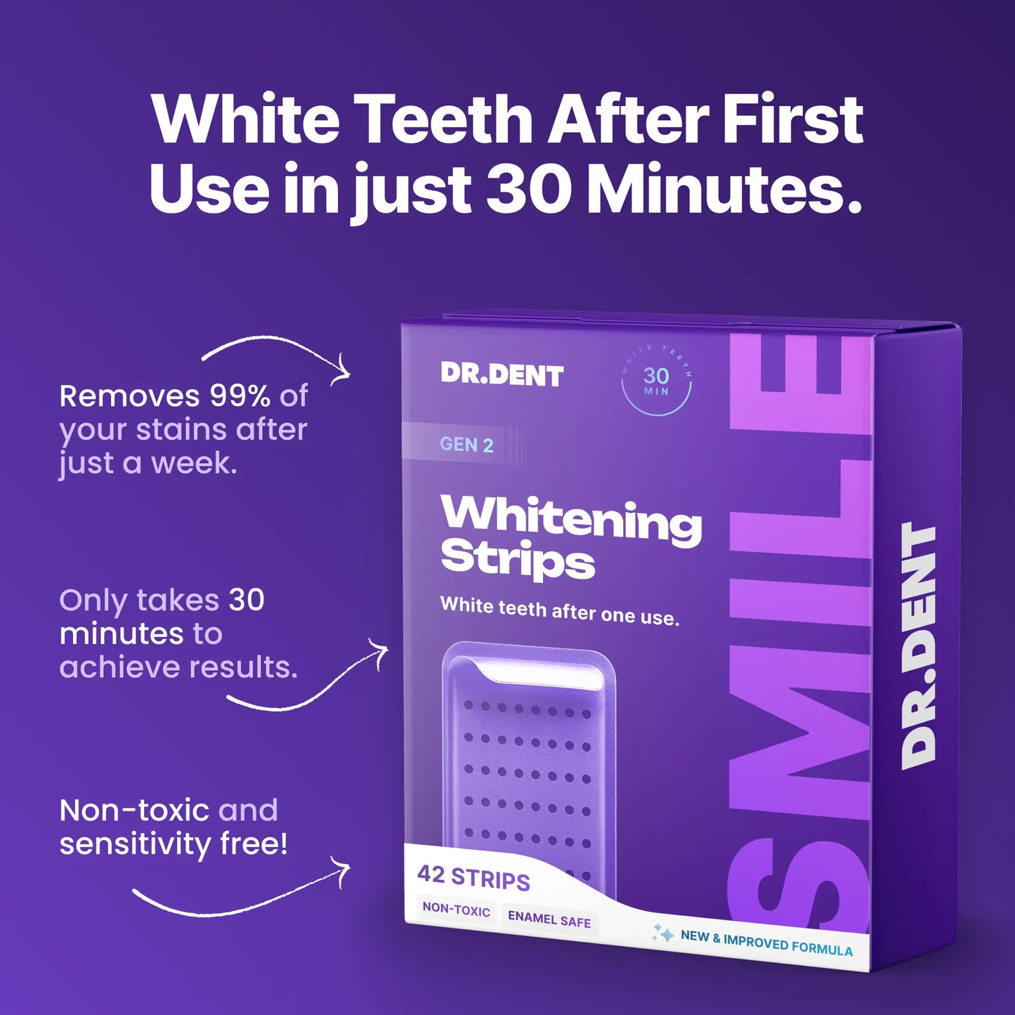 Purple Teeth Whitening Strips – Enamel Safe, Peroxide-Free