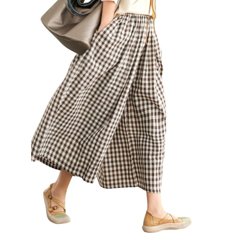 Women’s Plaid Wide-Leg Capri Pants
