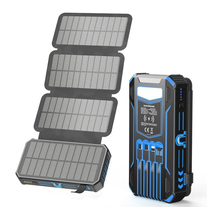 Lonovos 48000mAh Solar Power Bank – 15W Fast Charge, 4 Cables, 7 Outputs