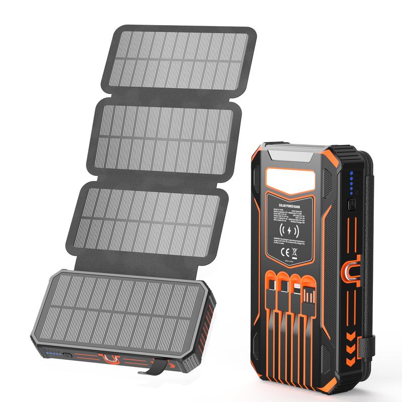 Lonovos 48000mAh Solar Power Bank – 15W Fast Charge, 4 Cables, 7 Outputs