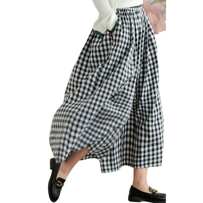 Women’s Plaid Wide-Leg Capri Pants