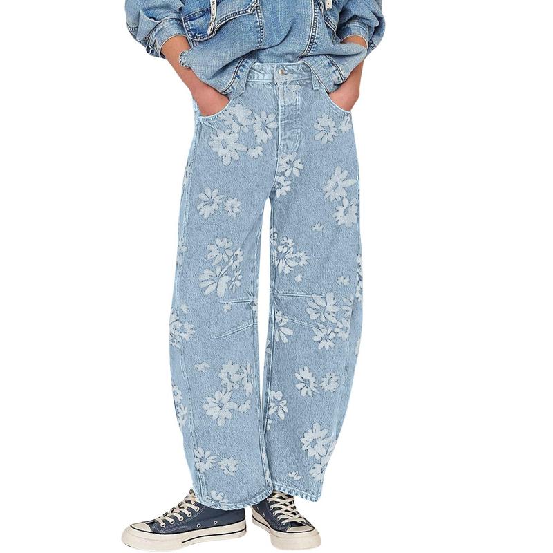 Floral Y2K Wide-Leg Jeans