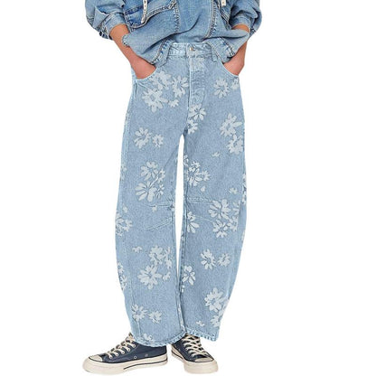 Floral Y2K Wide-Leg Jeans