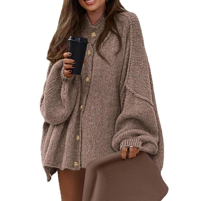 Crew Neck Casual Loose Thick Sweater Cardigan