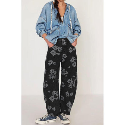 Floral Y2K Wide-Leg Jeans