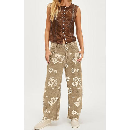 Floral Y2K Wide-Leg Jeans