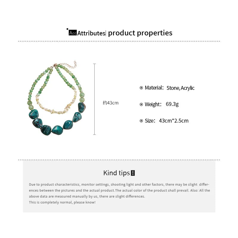 Lonovos Double Layer Green Acrylic Choker – Vintage Beaded Statement Necklace