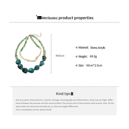 Lonovos Double Layer Green Acrylic Choker – Vintage Beaded Statement Necklace