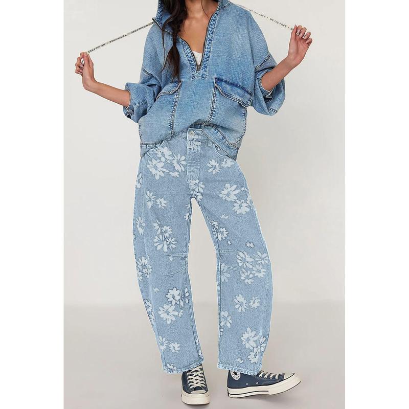 Floral Y2K Wide-Leg Jeans