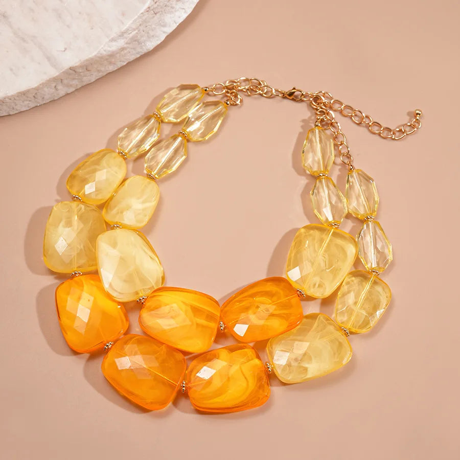 Lonovos Double Layer Green Acrylic Choker – Vintage Beaded Statement Necklace