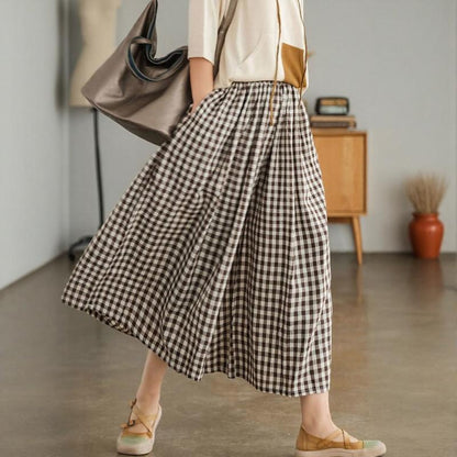 Women’s Plaid Wide-Leg Capri Pants