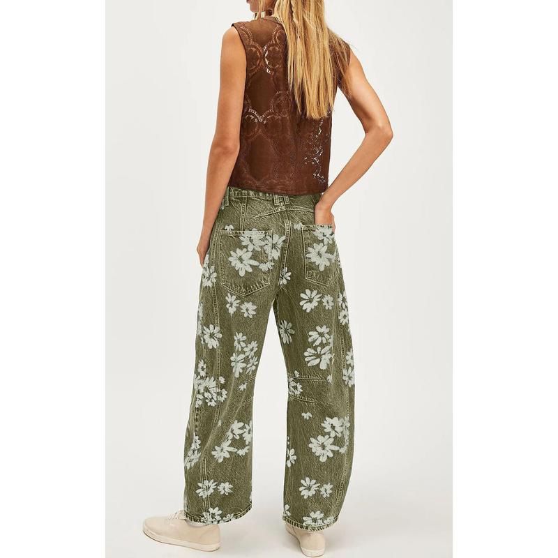 Floral Y2K Wide-Leg Jeans