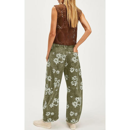 Floral Y2K Wide-Leg Jeans