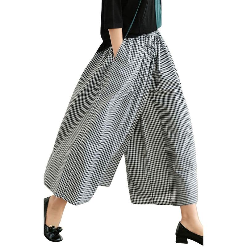 Women’s Plaid Wide-Leg Capri Pants