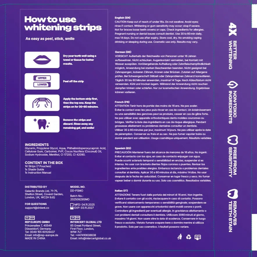 Purple Teeth Whitening Strips – Enamel Safe, Peroxide-Free