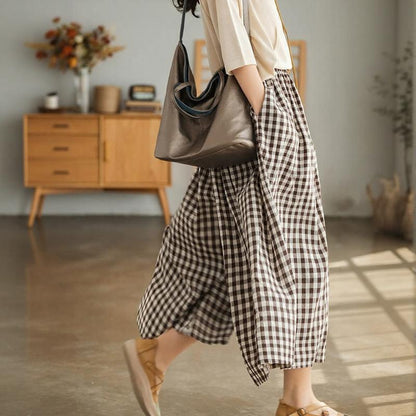 Women’s Plaid Wide-Leg Capri Pants