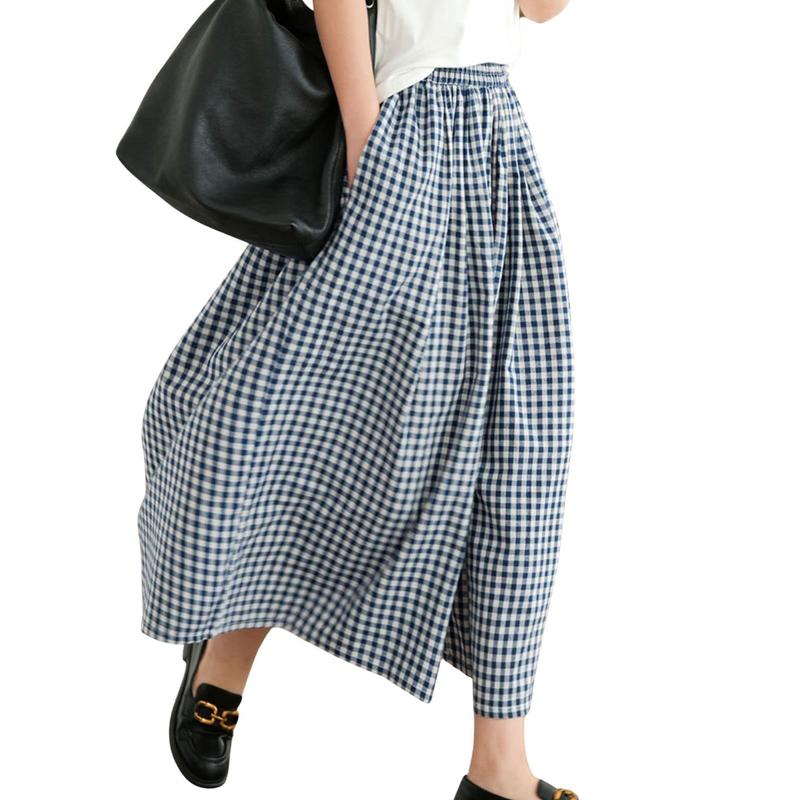 Women’s Plaid Wide-Leg Capri Pants