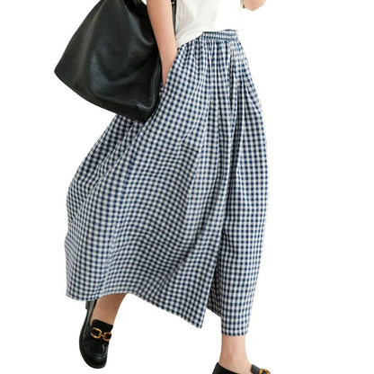 Women’s Plaid Wide-Leg Capri Pants
