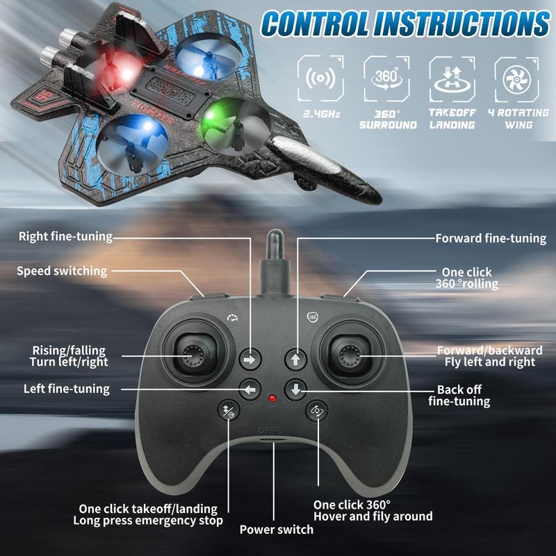 RC Stunt Fighter Jet – 360° Flips & LED Lights ✈️