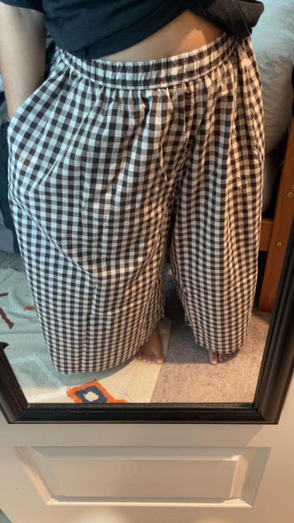 Women’s Plaid Wide-Leg Capri Pants