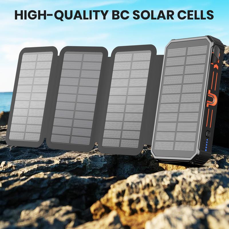 Lonovos 48000mAh Solar Power Bank – 15W Fast Charge, 4 Cables, 7 Outputs