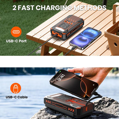 Lonovos 48000mAh Solar Power Bank – 15W Fast Charge, 4 Cables, 7 Outputs