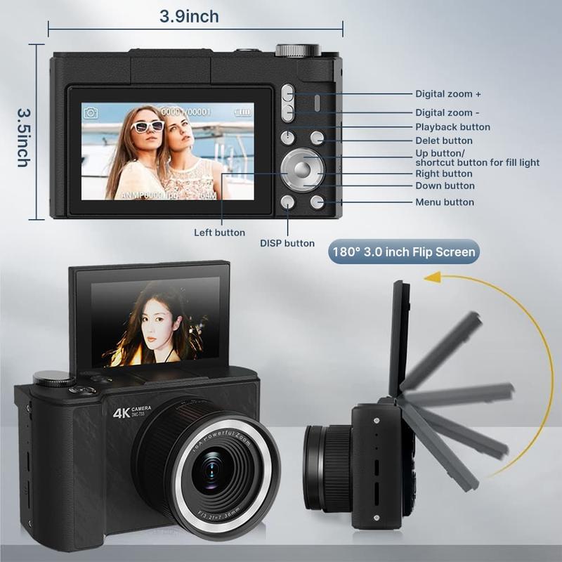Lonovos 4K Y2K Flip Screen Vlogging Camera