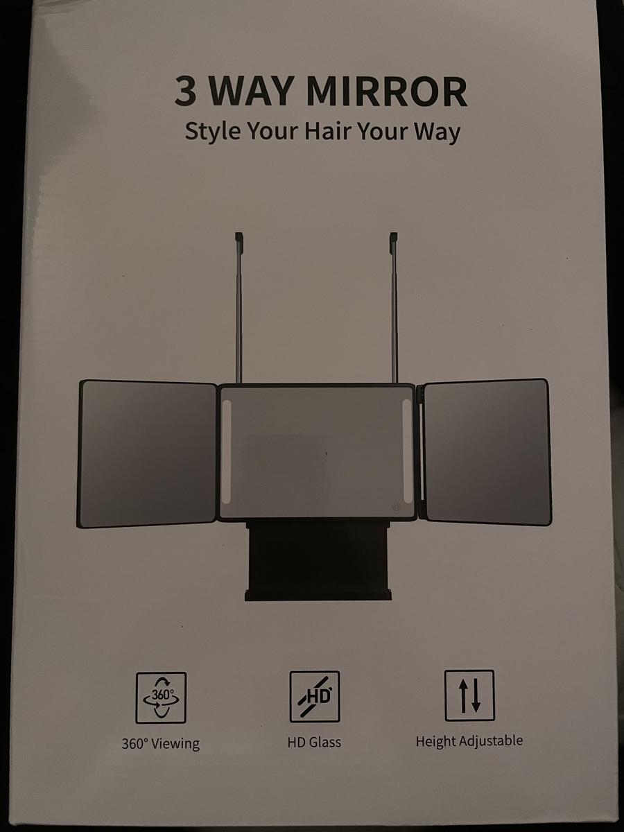 Lonovos 3-Way Adjustable LED Mirror – 360° Trifold Grooming & Styling Mirror