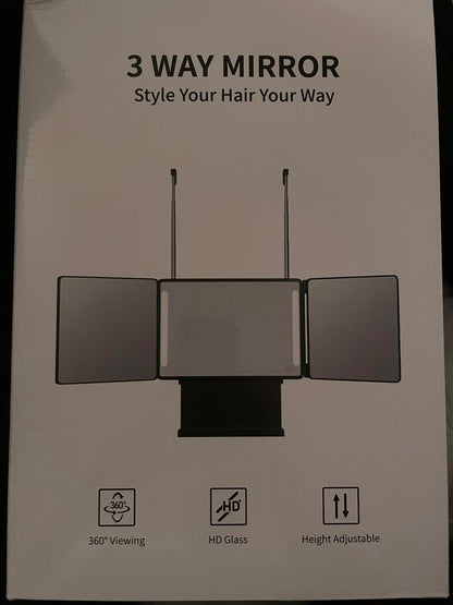 Lonovos 3-Way Adjustable LED Mirror – 360° Trifold Grooming & Styling Mirror